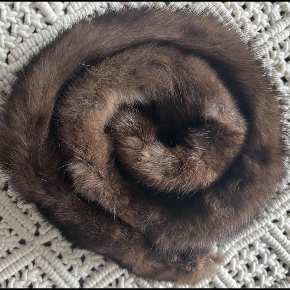 Vintage Mink Fur Collar Wrap Scarf Brown Amazing Condition